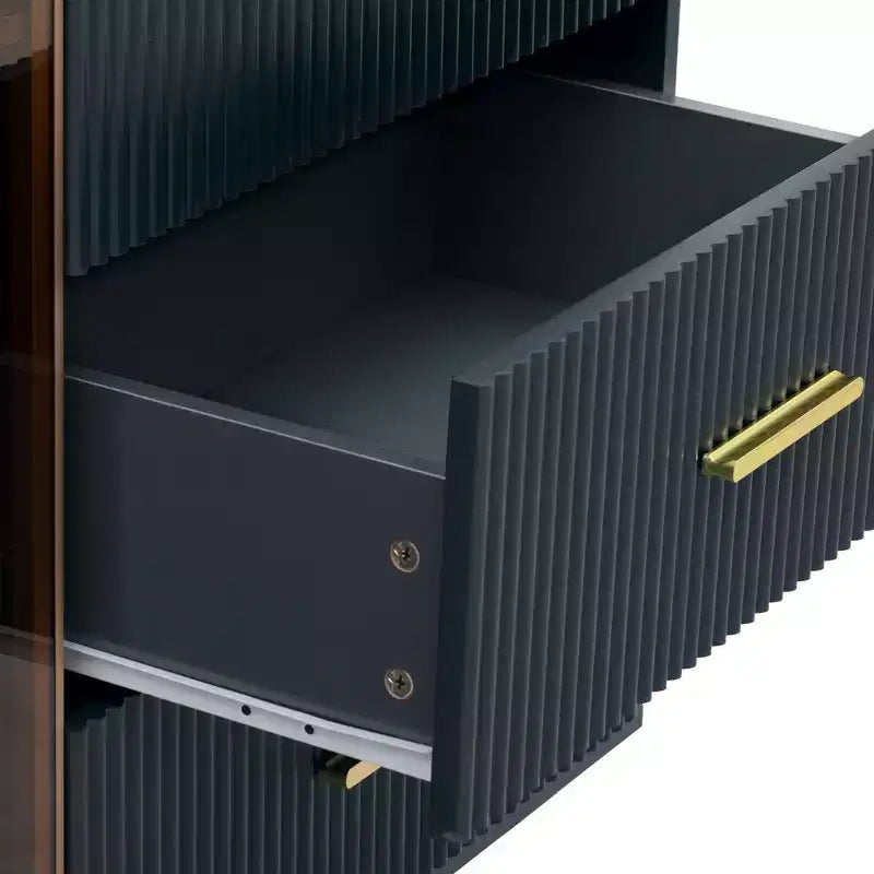 Buffet en MDF avec plateau effet marbre et pieds en métal doré 54,4 kg