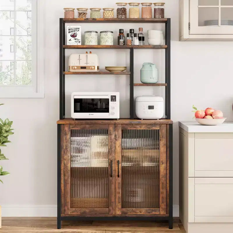 Étagère de cuisine en métal à 5 niveaux avec armoire et étagère micro-ondes 162 cm H