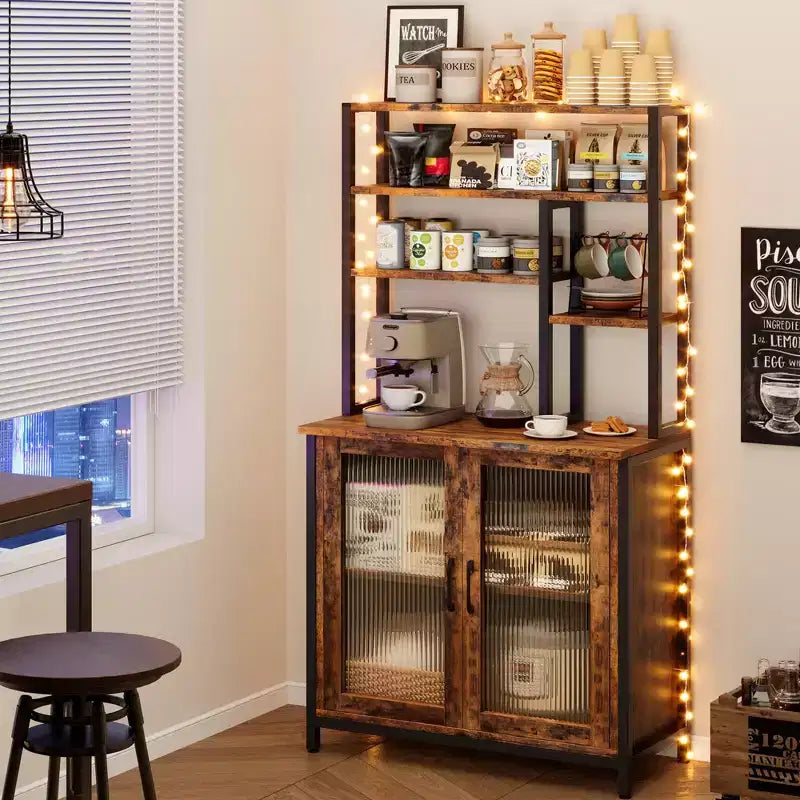 Étagère de cuisine en métal à 5 niveaux avec armoire et étagère micro-ondes 162 cm H
