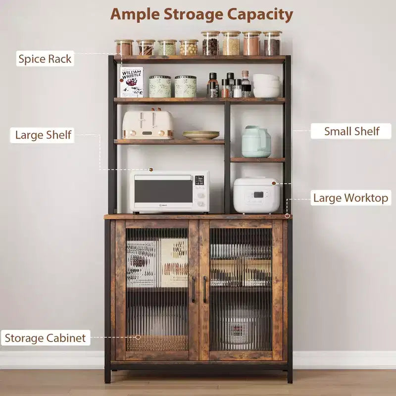Étagère de cuisine en métal à 5 niveaux avec armoire et étagère micro-ondes 162 cm H