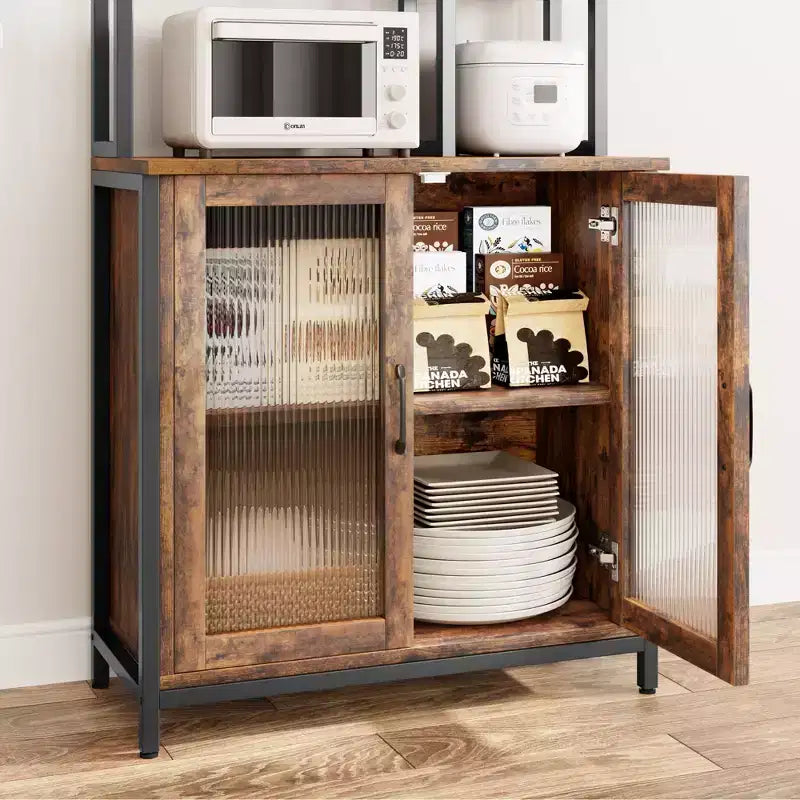 Étagère de cuisine en métal à 5 niveaux avec armoire et étagère micro-ondes 162 cm H