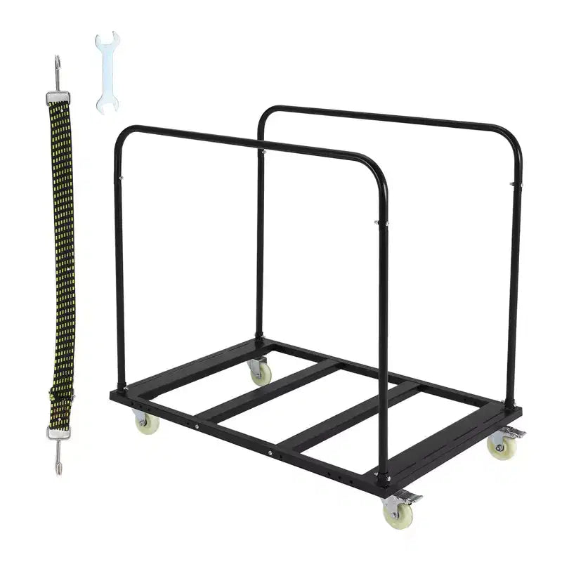 Chariot de table pliant robuste en acier avec 5 roulettes pivotantes Capacité de 816 kg