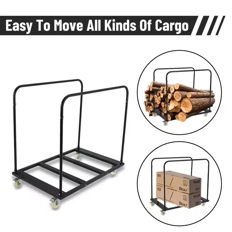 Chariot de table pliant robuste en acier avec 5 roulettes pivotantes Capacité de 816 kg
