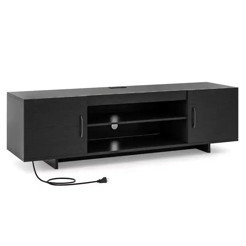 Meuble TV en bois avec prise de courant et gestion des câbles pour TV jusqu'à 70 po