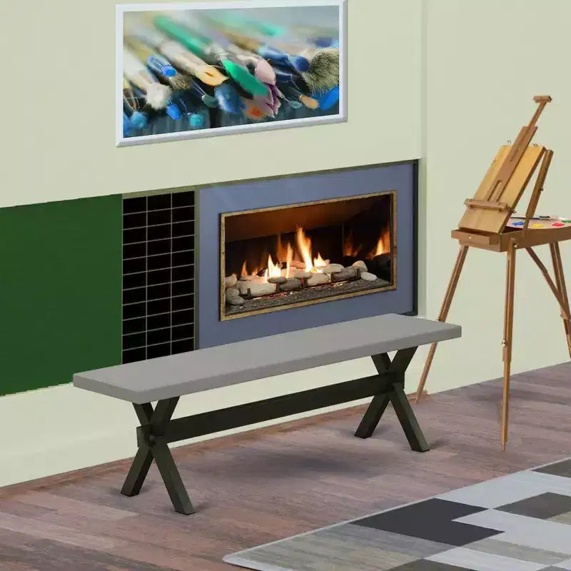 Banc de salle à manger en bois d'hévéa style X 60"L × 18"H