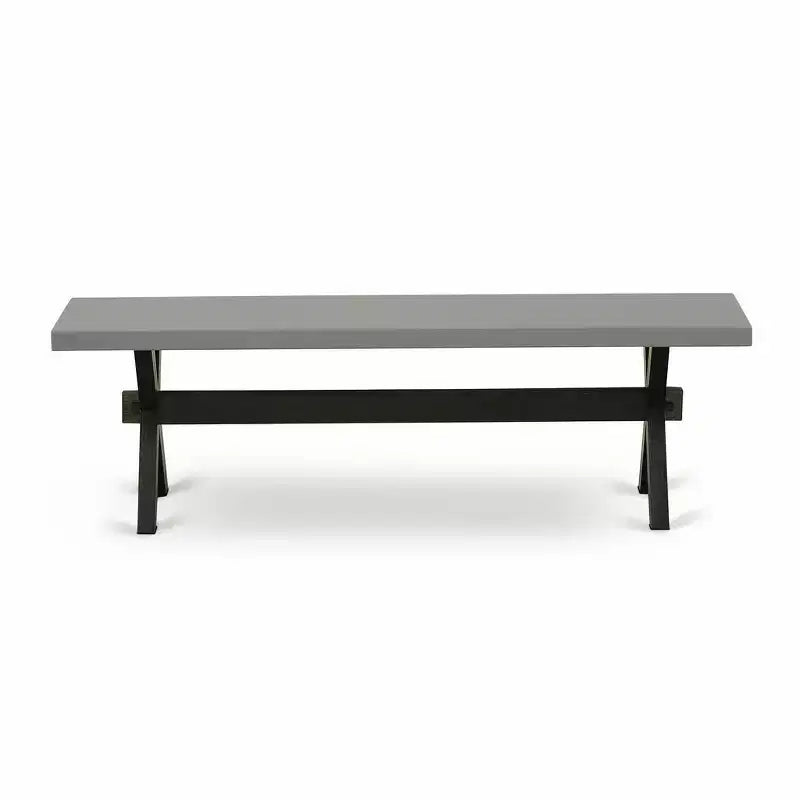 Banc de salle à manger en bois d'hévéa style X 60"L × 18"H