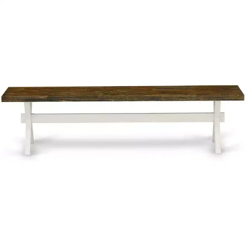 Banc de salle à manger en bois d'hévéa style X 60"L × 18"H