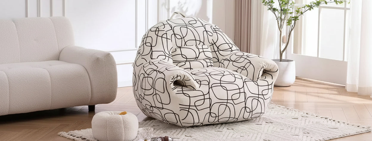 FERPIT Lazy Sofa Chair Upholstery with High-Density Foam, Plush Bean Bag Chair with Armrests for Living Room, Bedroom