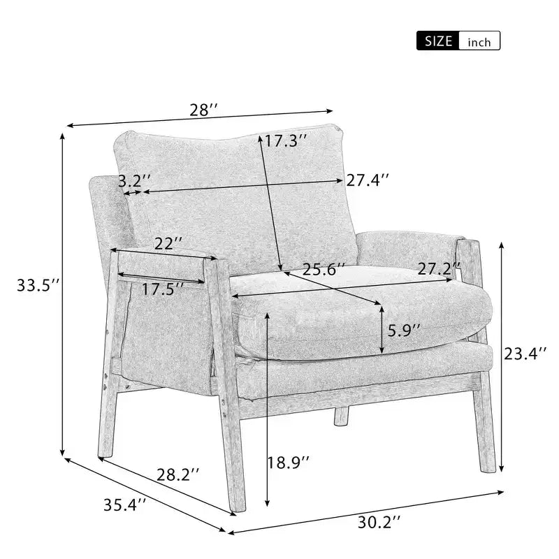 Fauteuil d'appoint en velours - Cadre en bois d'hévéa - 16,8 kg