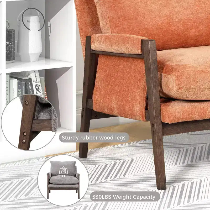 Fauteuil d'appoint en velours - Cadre en bois d'hévéa - 16,8 kg