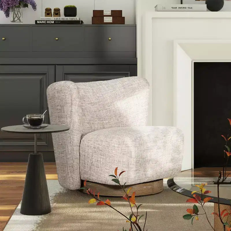 Fauteuil d'appoint pivotant en chenille 80 cm P × 72 cm H