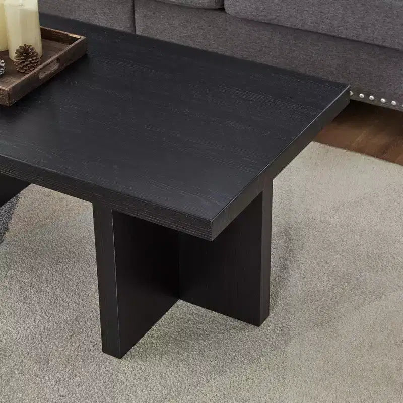 Table basse en bois et MDF avec base piédestal 47,5"L × 18"H