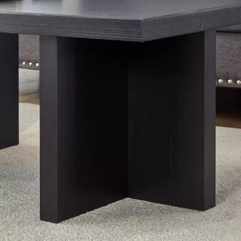 Table basse en bois et MDF avec base piédestal 47,5"L × 18"H