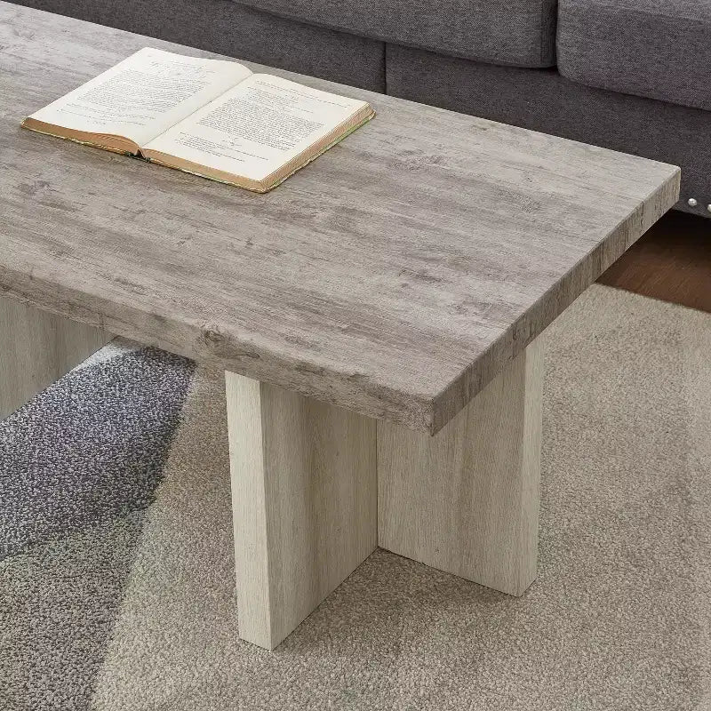Table basse en bois et MDF avec base piédestal 47,5"L × 18"H