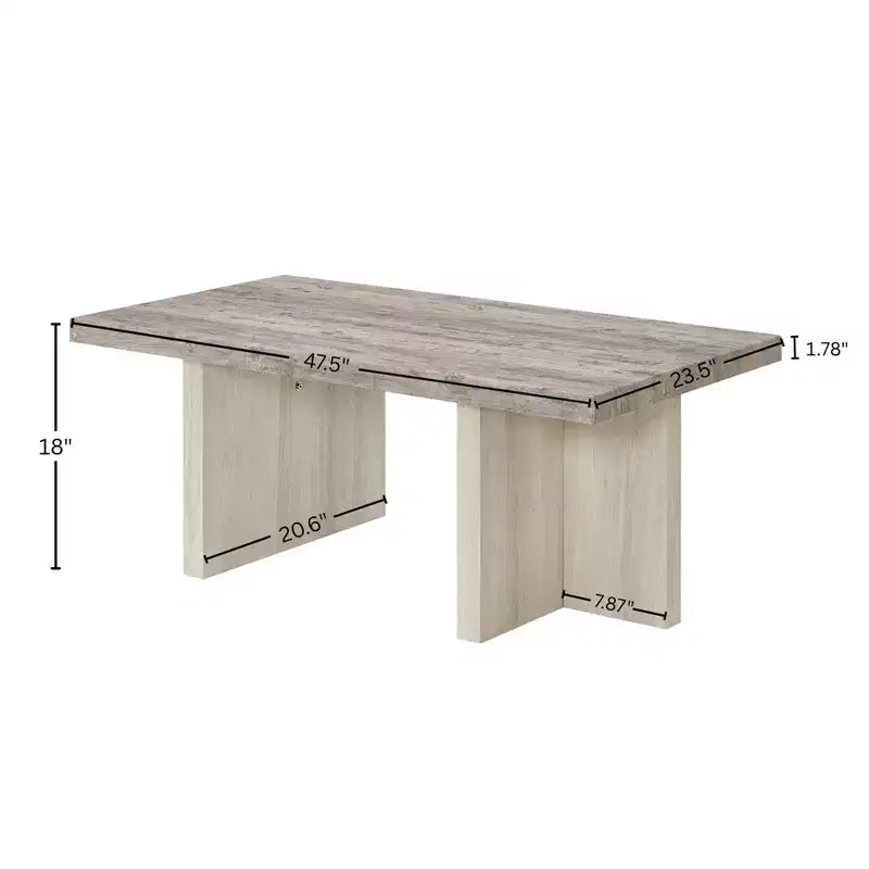 Table basse en bois et MDF avec base piédestal 47,5"L × 18"H
