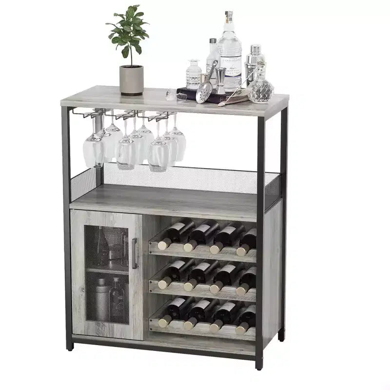Meuble bar en métal et MDF avec étagères réglables 69,1 cm (L) × 91,9 cm (H)