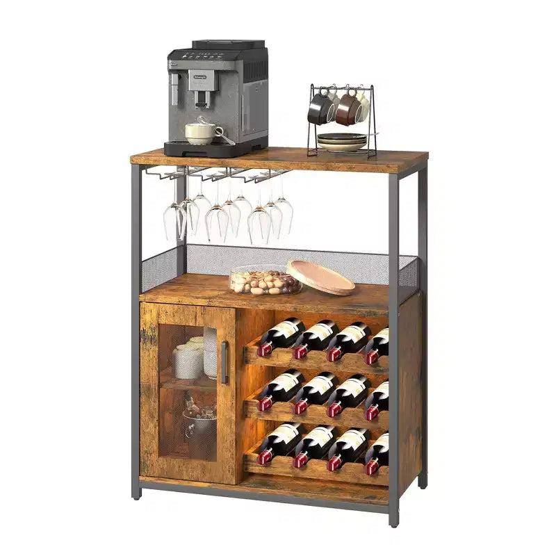 Meuble bar en métal et MDF avec étagères réglables 69,1 cm (L) × 91,9 cm (H)