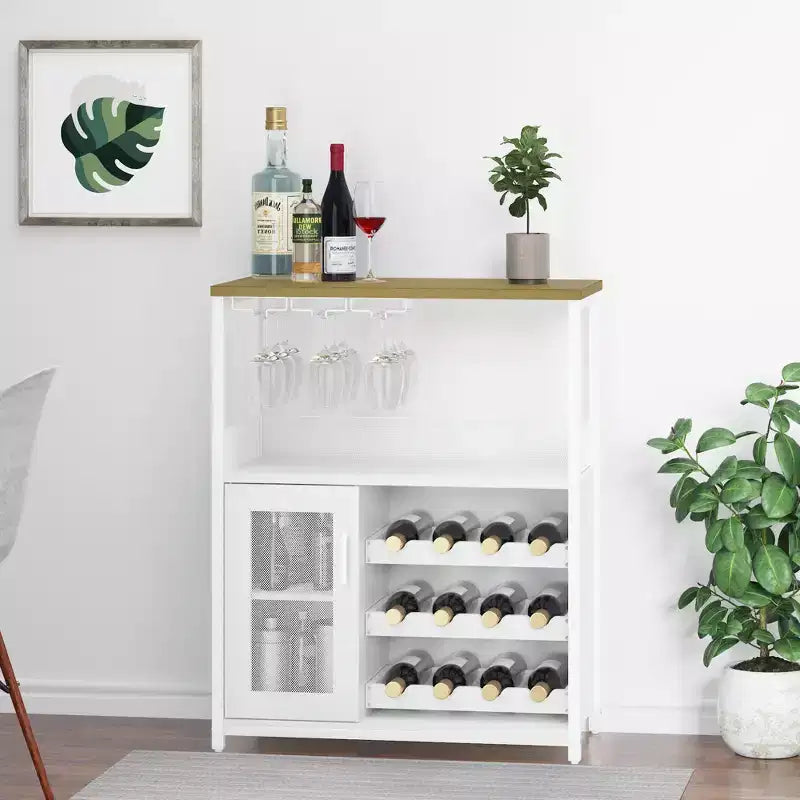 Meuble bar en métal et MDF avec étagères réglables 69,1 cm (L) × 91,9 cm (H)