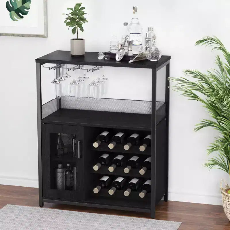 Meuble bar en métal et MDF avec étagères réglables 69,1 cm (L) × 91,9 cm (H)