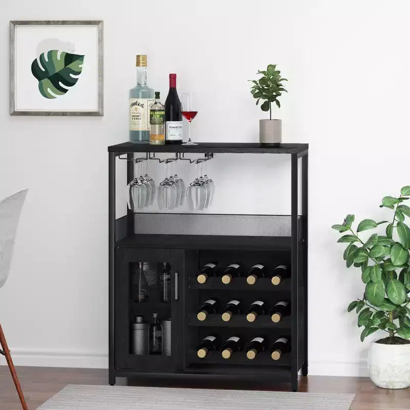 Meuble bar en métal et MDF avec étagères réglables 69,1 cm (L) × 91,9 cm (H)
