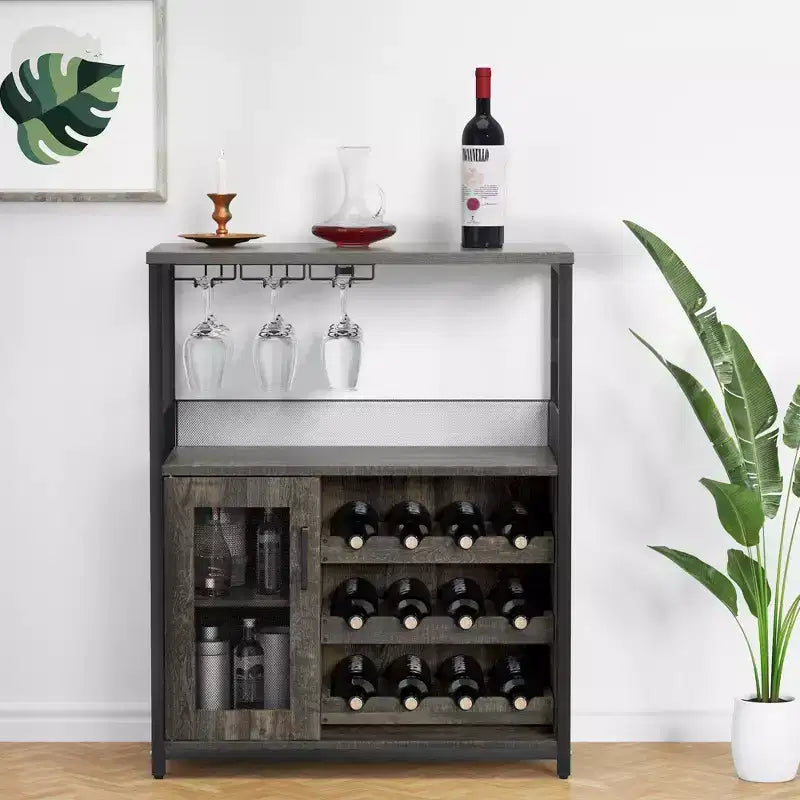 Meuble bar en métal et MDF avec étagères réglables 69,1 cm (L) × 91,9 cm (H)