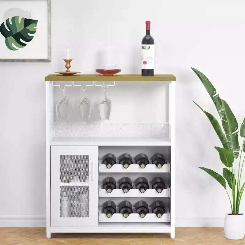 Meuble bar en métal et MDF avec étagères réglables 69,1 cm (L) × 91,9 cm (H)