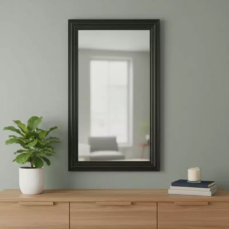 Miroir mural en bois avec bords biseautés 65 cm H x 40,6 cm L