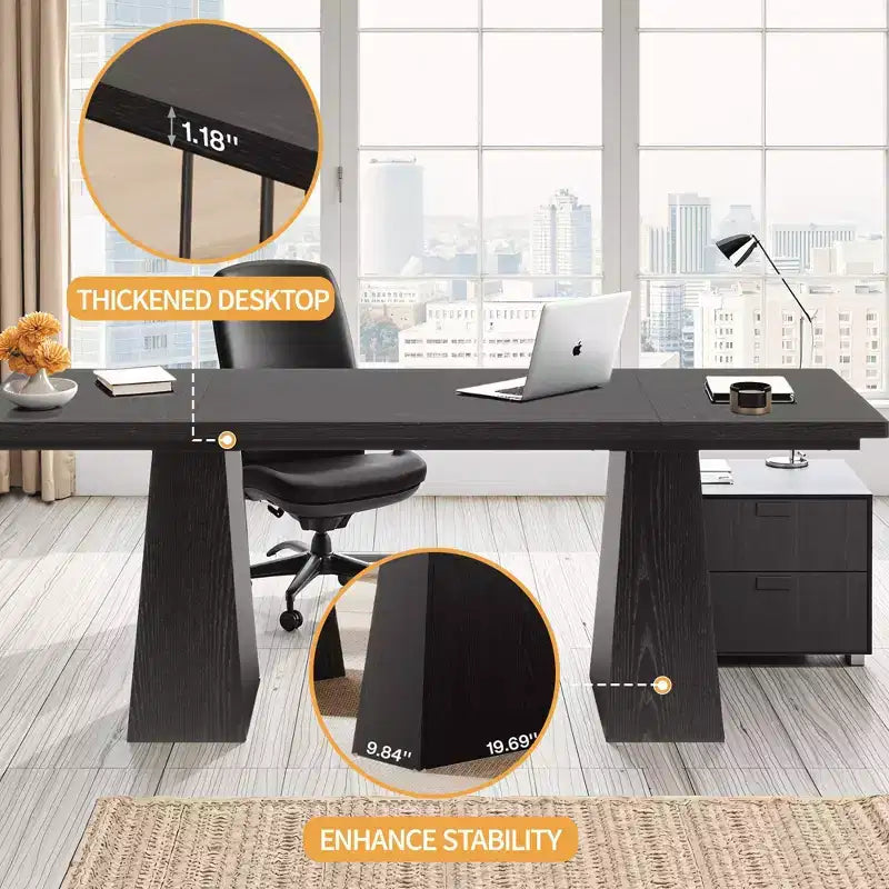 Bureau de direction en MDF avec bords incurvés 160 cm (P) x 75 cm (H)