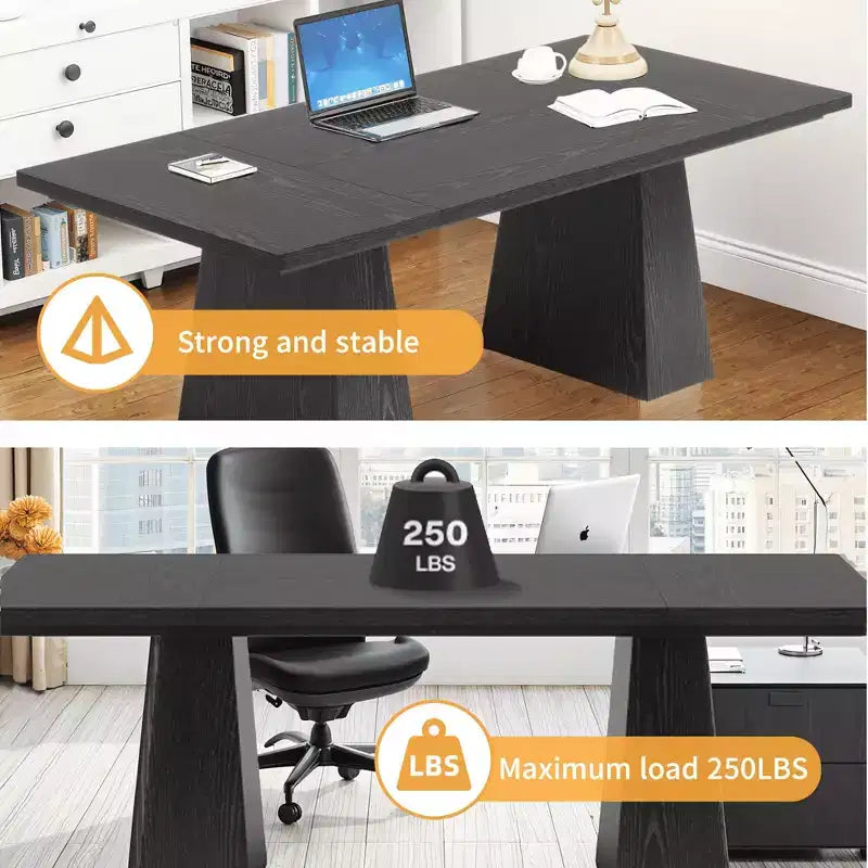 Bureau de direction en MDF avec bords incurvés 160 cm (P) x 75 cm (H)