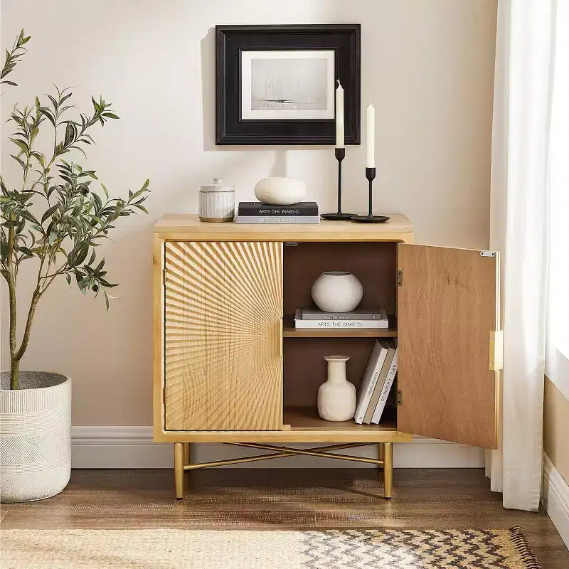 Meuble d'appoint en placage de bois avec portes texturées 69,9 cm (l) × 73,7 cm (H)