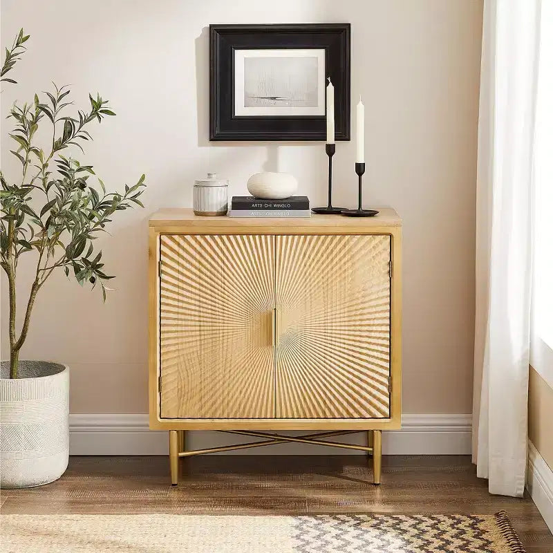 Meuble d'appoint en placage de bois avec portes texturées 69,9 cm (l) × 73,7 cm (H)