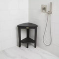 Banc de douche d'angle en bois de teck avec étagère 45,7 cm (H) × 38,1 cm (l)