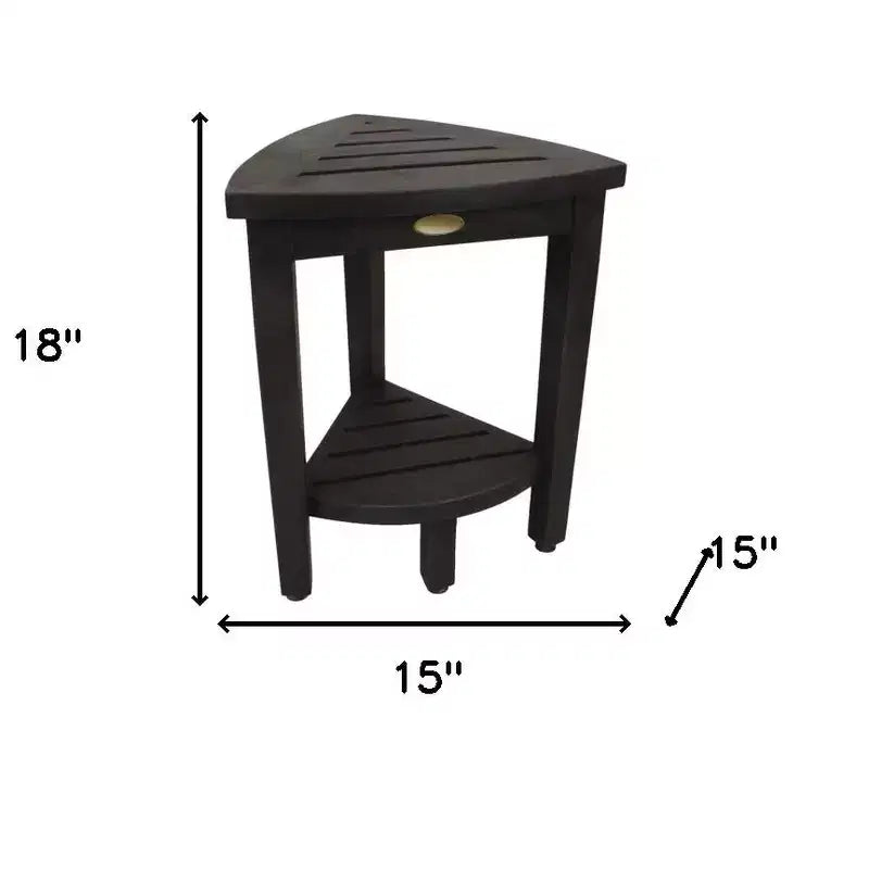 Banc de douche d'angle en bois de teck avec étagère 45,7 cm (H) × 38,1 cm (l)