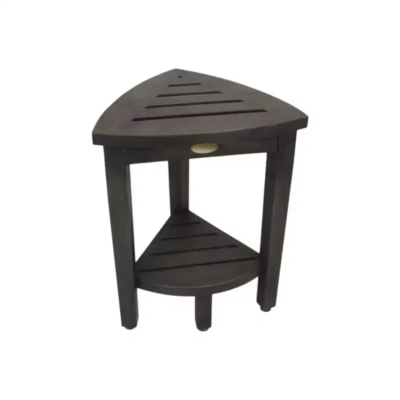 Banc de douche d'angle en bois de teck avec étagère 45,7 cm (H) × 38,1 cm (l)