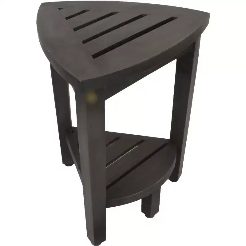 Banc de douche d'angle en bois de teck avec étagère 45,7 cm (H) × 38,1 cm (l)