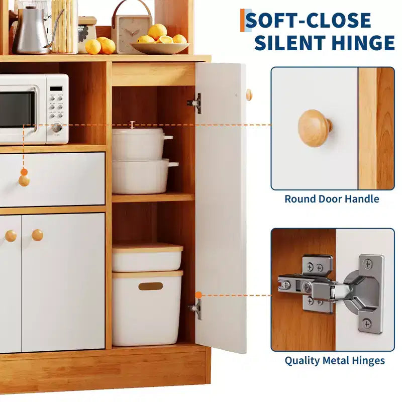Meuble de cuisine à garde-manger en MDF avec tiroir et étagère réglable H 141 cm