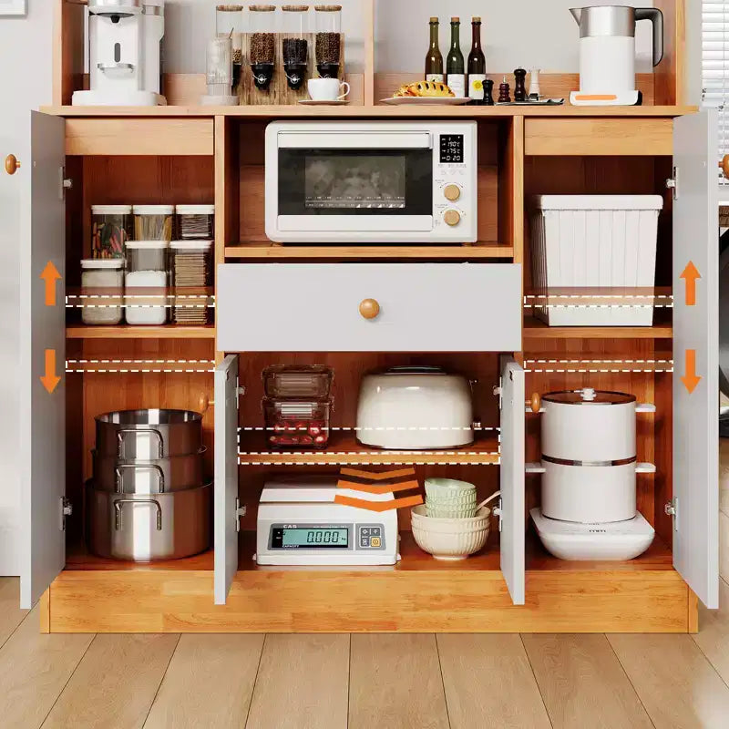 Meuble de cuisine à garde-manger en MDF avec tiroir et étagère réglable H 141 cm