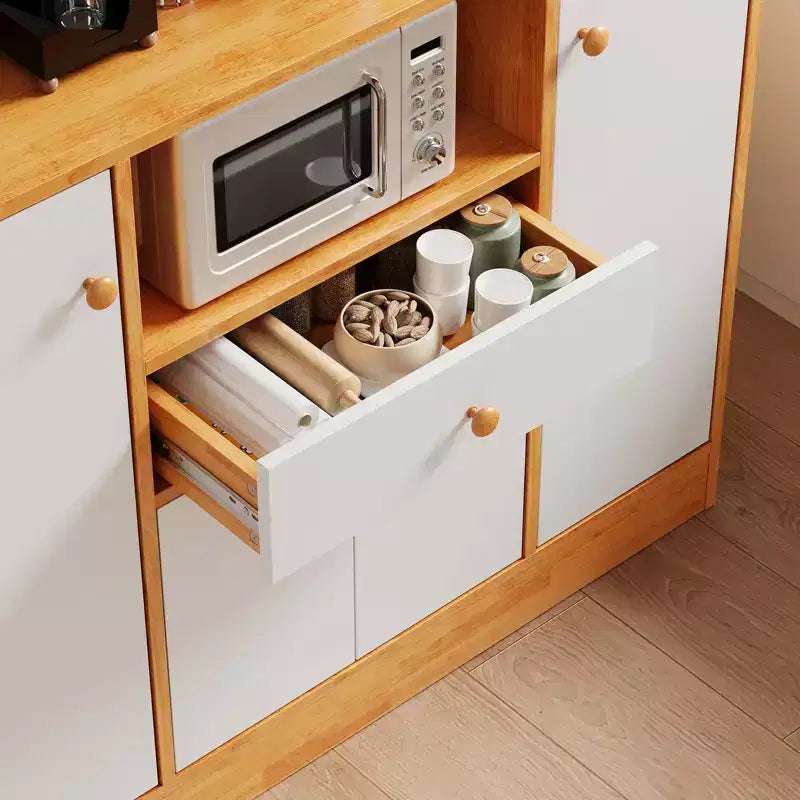 Meuble de cuisine à garde-manger en MDF avec tiroir et étagère réglable H 141 cm