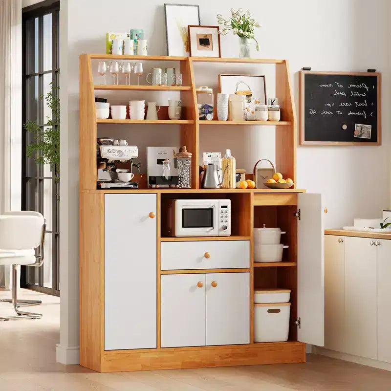 Meuble de cuisine à garde-manger en MDF avec tiroir et étagère réglable H 141 cm