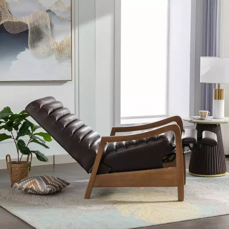 Fauteuil inclinable à pousser en cuir huilé 67,03 cm l x 99,06 cm H