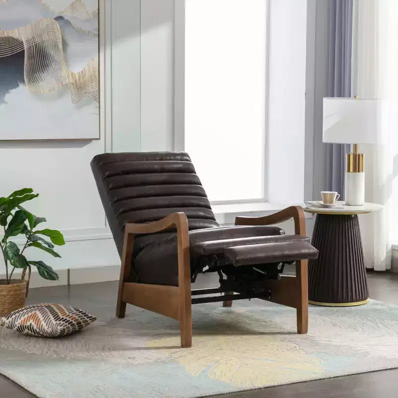 Fauteuil inclinable à pousser en cuir huilé 67,03 cm l x 99,06 cm H