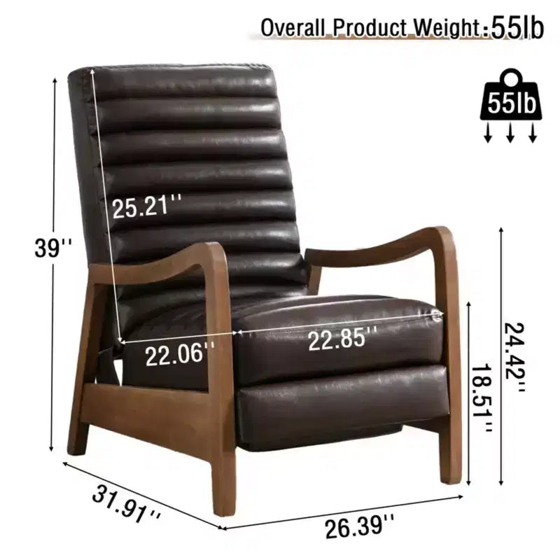 Fauteuil inclinable à pousser en cuir huilé 67,03 cm l x 99,06 cm H