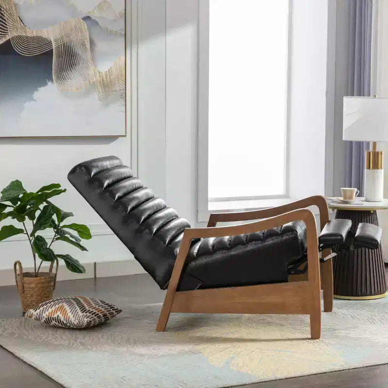 Fauteuil inclinable à pousser en cuir huilé 67,03 cm l x 99,06 cm H