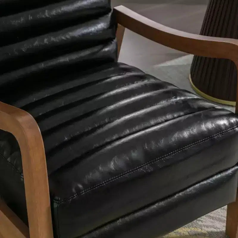 Fauteuil inclinable à pousser en cuir huilé 67,03 cm l x 99,06 cm H