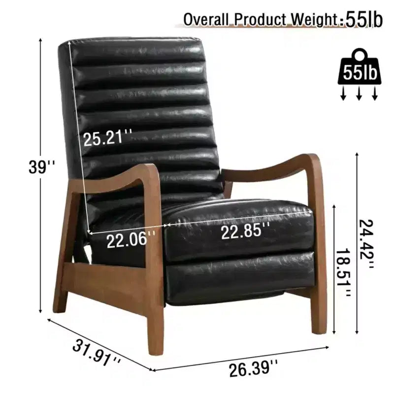 Fauteuil inclinable à pousser en cuir huilé 67,03 cm l x 99,06 cm H