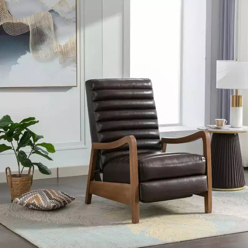 Fauteuil inclinable à pousser en cuir huilé 67,03 cm l x 99,06 cm H