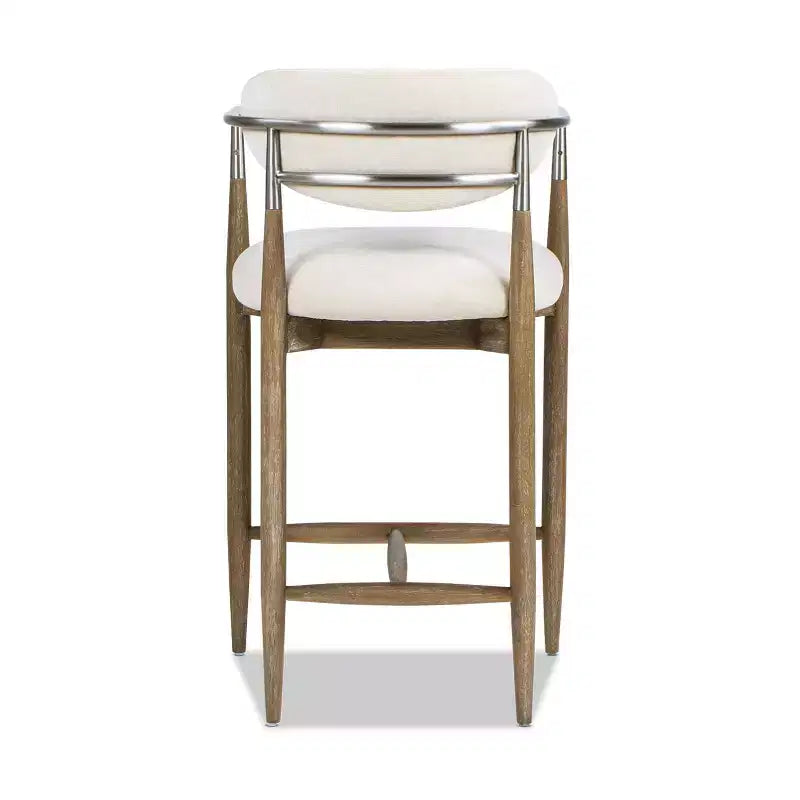 Tabouret de comptoir rembourré en chenille pieds en bois d'hévéa 94 cm H