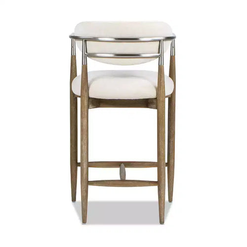 Tabouret de comptoir rembourré en chenille pieds en bois d'hévéa 94 cm H