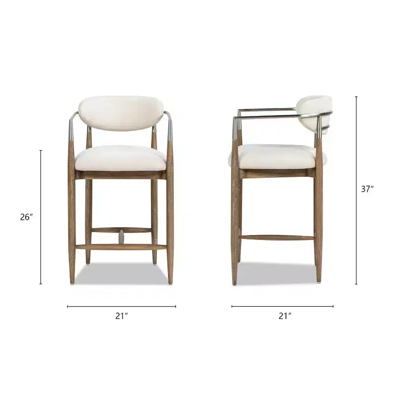 Tabouret de comptoir rembourré en chenille pieds en bois d'hévéa 94 cm H