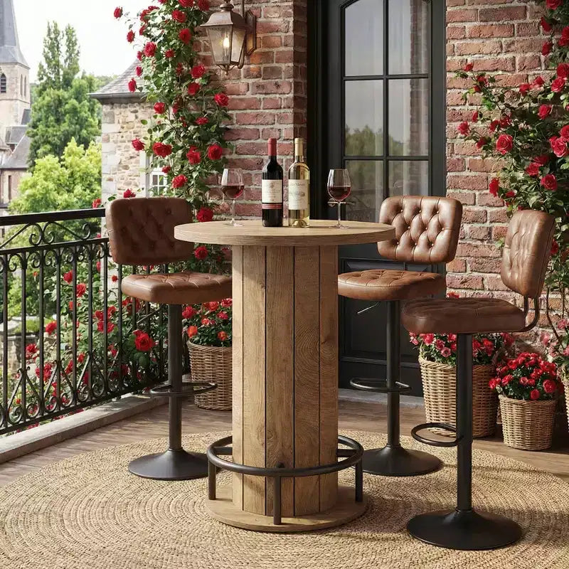 Table de bistrot ronde en MDF 79 cm (diamètre) × 99 cm (H)